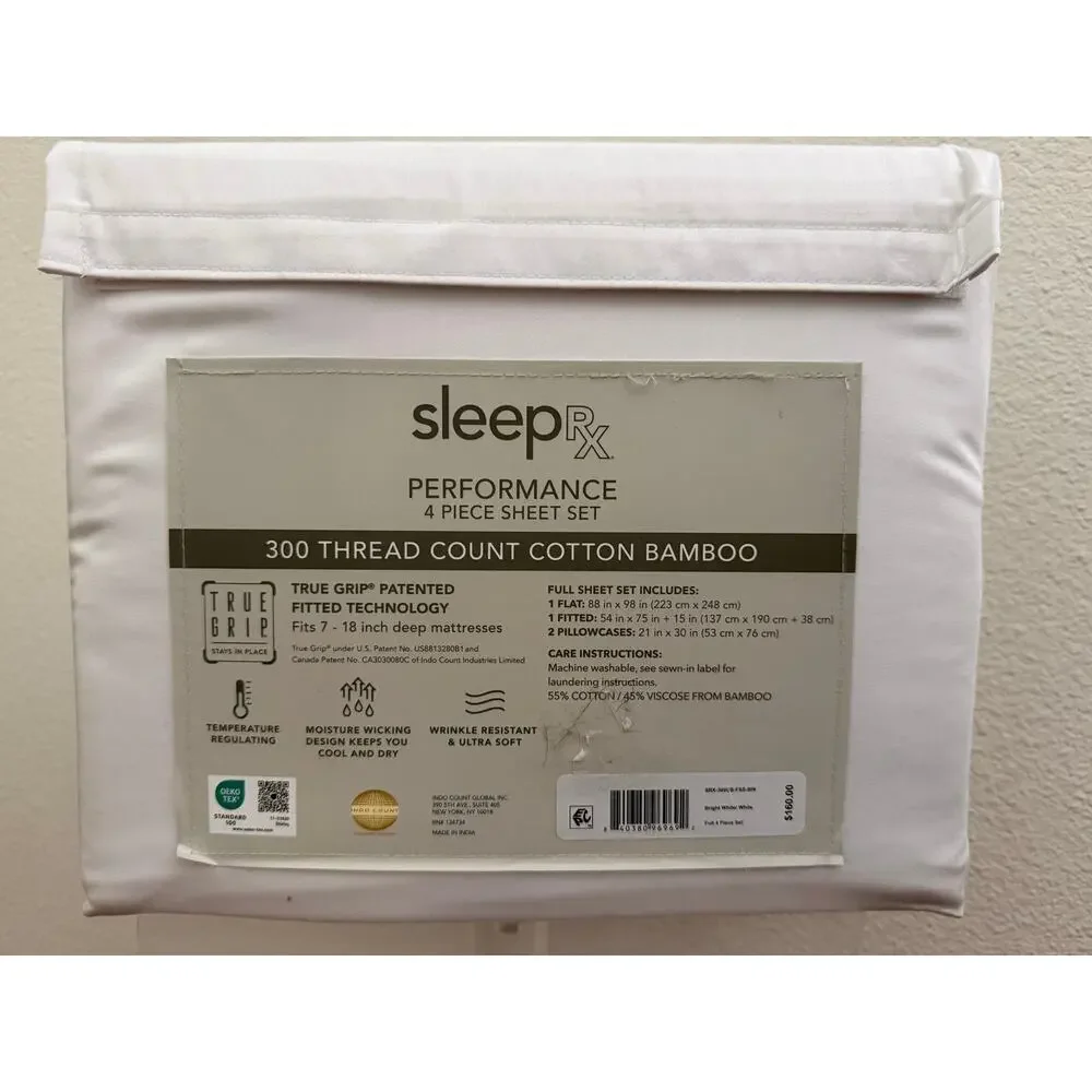 New bamboo blend white sheet set full - Picture 2 of 3